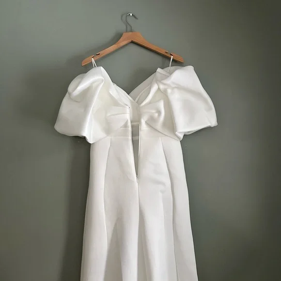 ASOS Maeve Sculpted Off Shoulder Statement Dress in Ivory US 8 - Picture 15 of 16